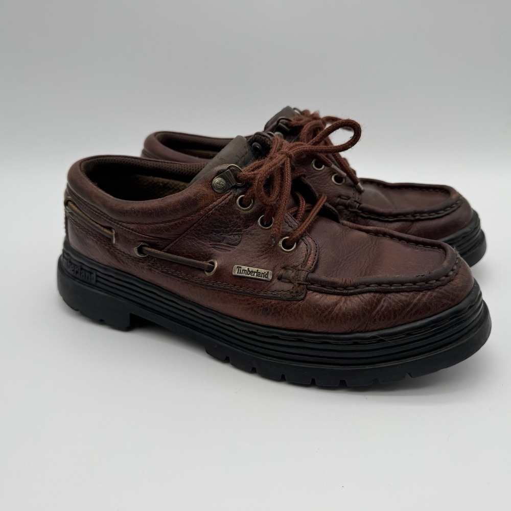 Timberland Men’s 8M Brown Authentic Handsewn 3 Eye Lug Sole Boat Shoes 63063